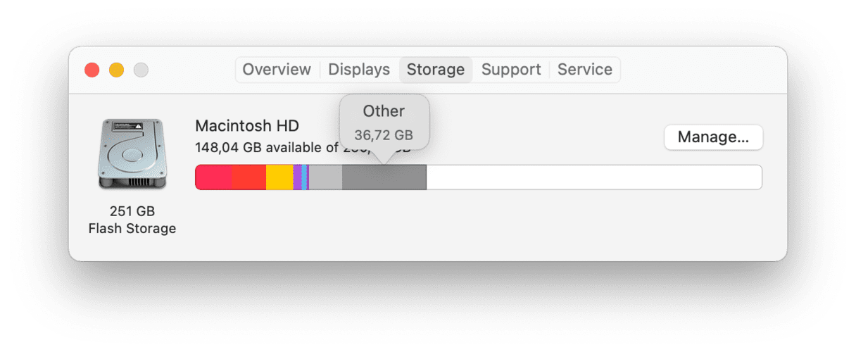 chek your mac device storage