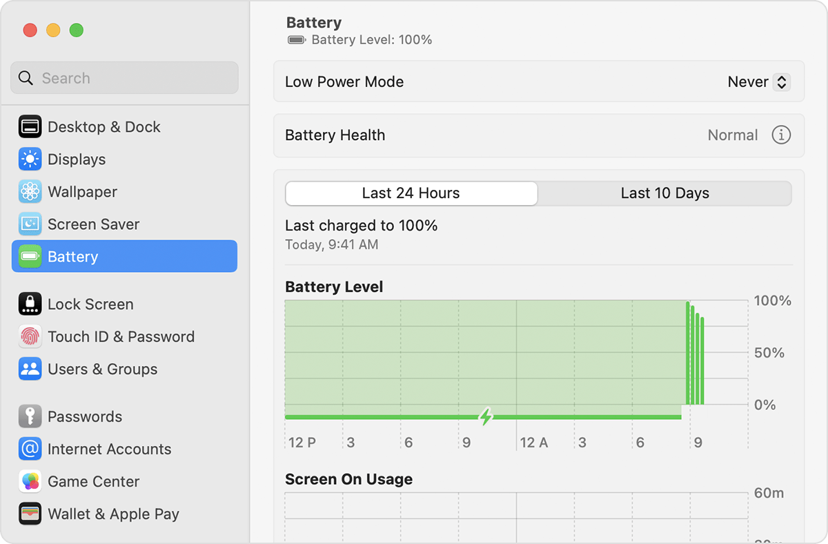 rmacbook showing the battery health
