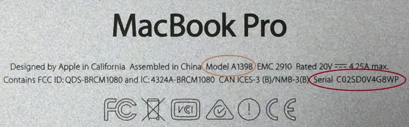 macbook pro model number
